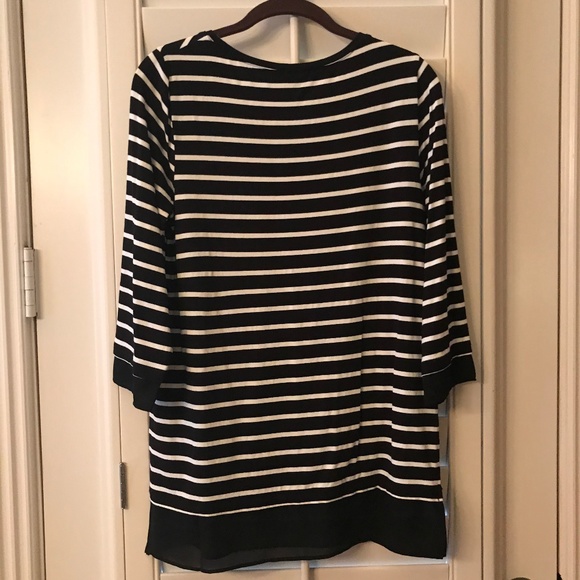 Chico's Tunic Top Size 0 Black and Cream Stripe - Picture 2 of 3